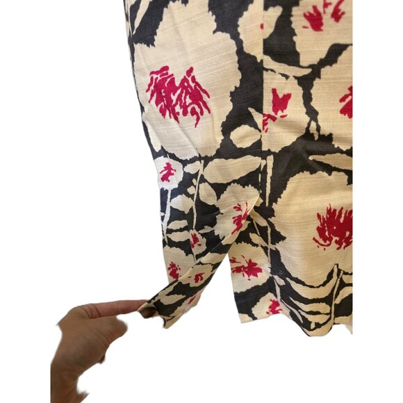 Nanette Lepore Linen & Silk Shift Dress Beaded Floral Brunch Sleeveless Party 0 - Picture 8 of 13